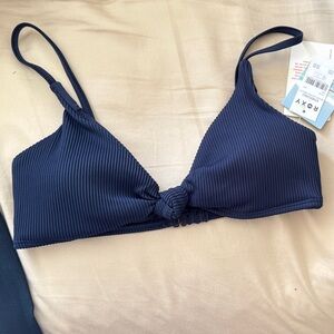 Roxy Navy Ribbed Knot Bikini Top